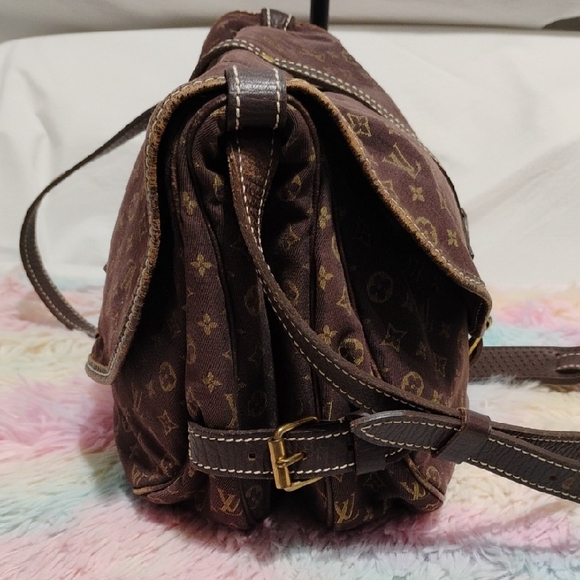 Authentic Louis Vuitton Mini Lin Saumur Brown Monogram Crossbody Bag - Picture 6 of 16